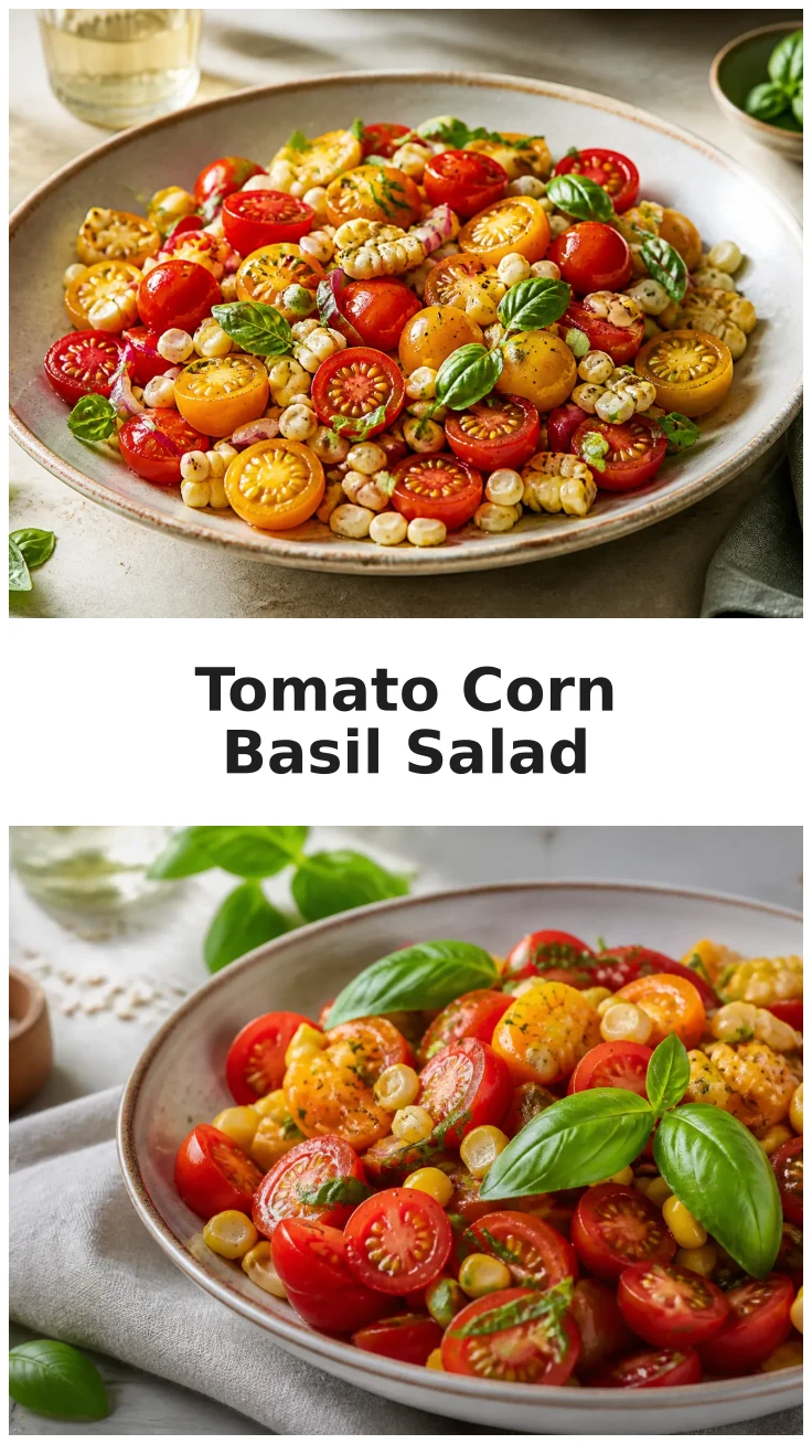 Colorful Tomato Corn Basil Salad with Fresh Garden Flavor Colorful Tomato Corn Basil Salad with Fresh Garden Flavor
