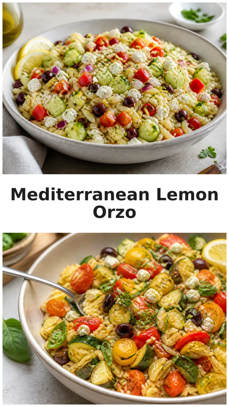 Colorful Mediterranean Lemon Orzo Salad Bowl Recipe for Summer Colorful Mediterranean Lemon Orzo Salad Bowl Recipe for Summer