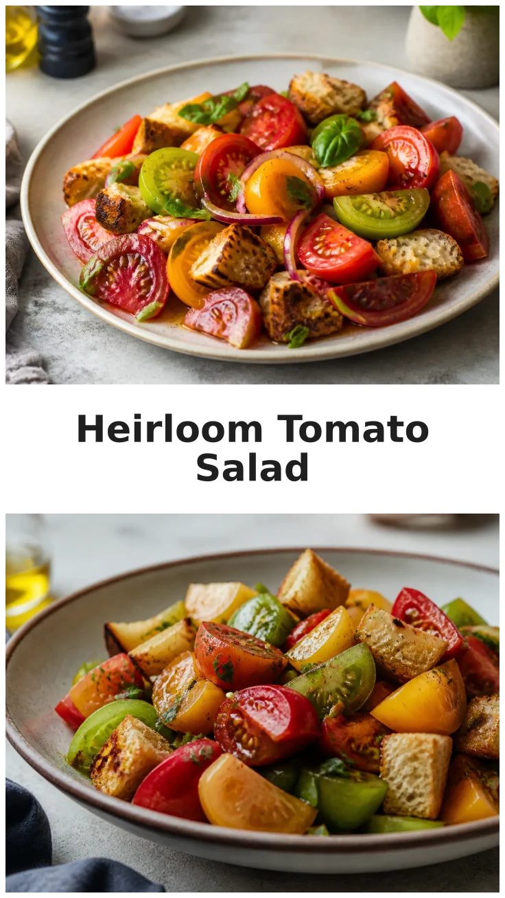 Colorful Heirloom Tomato Panzanella Bowl Recipe Colorful Heirloom Tomato Panzanella Bowl Recipe