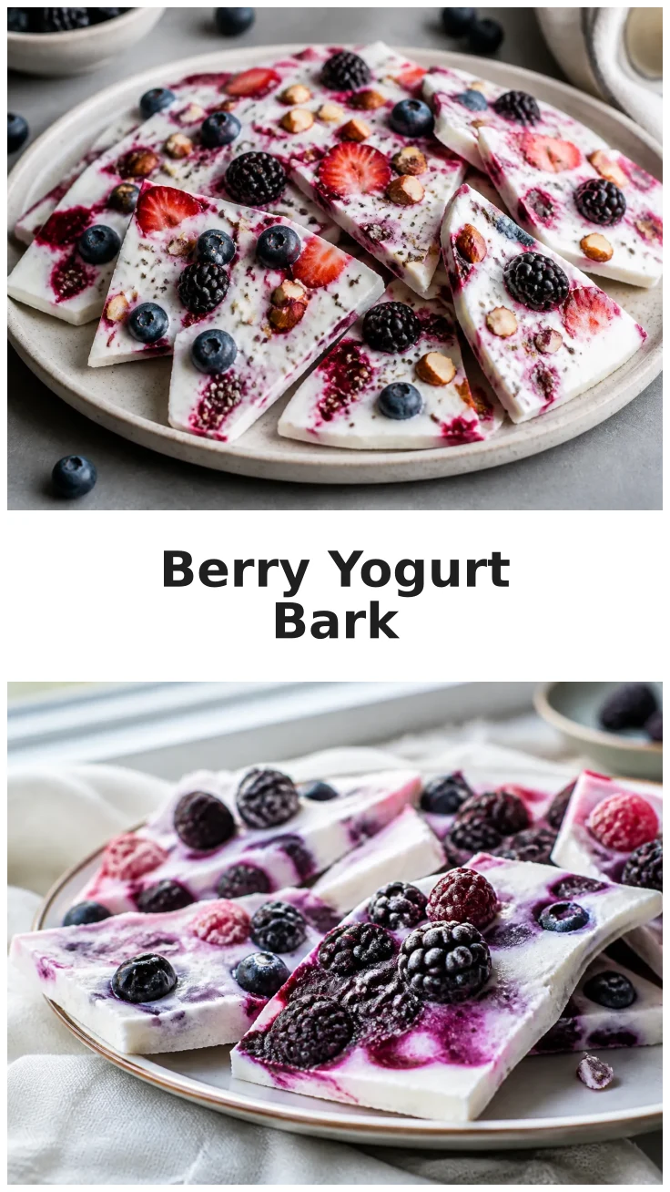 Creamy Blackberry Greek Yogurt Bark with Fresh Berries Creamy Blackberry Greek Yogurt Bark with Fresh Berries