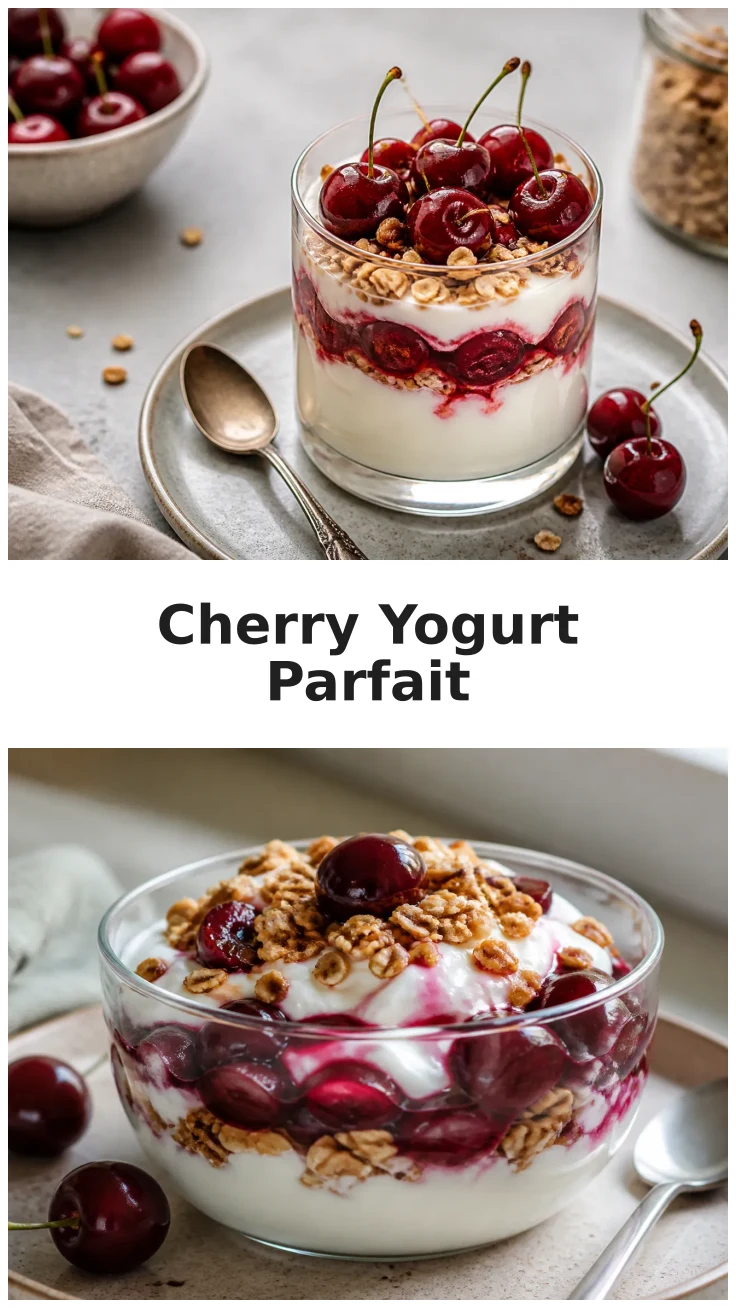 Creamy Cherry Greek Yogurt Parfait with Layers Creamy Cherry Greek Yogurt Parfait with Layers