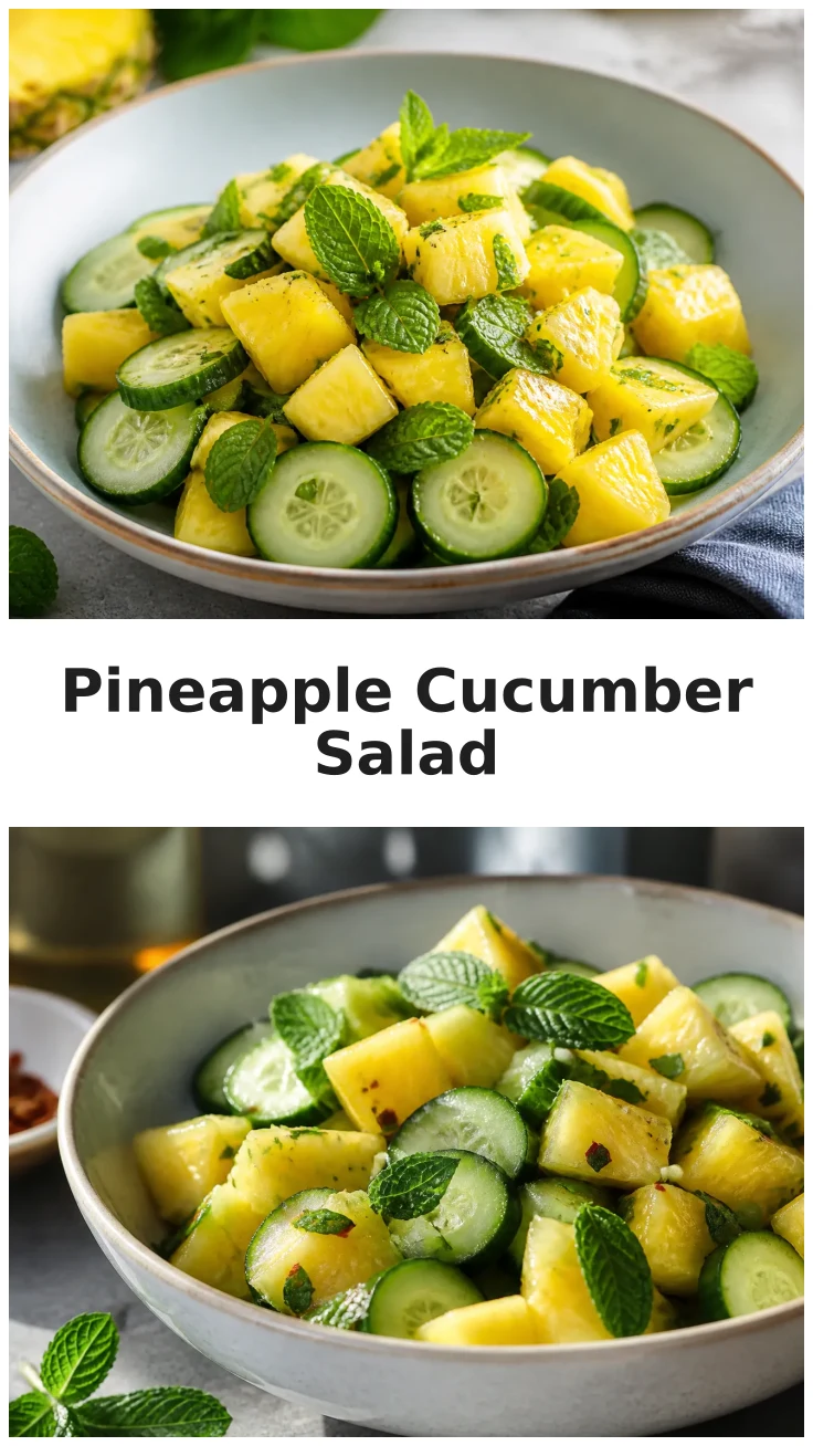 Refreshing Pineapple Cucumber Mint Salad Recipe for Summer Refreshing Pineapple Cucumber Mint Salad Recipe for Summer