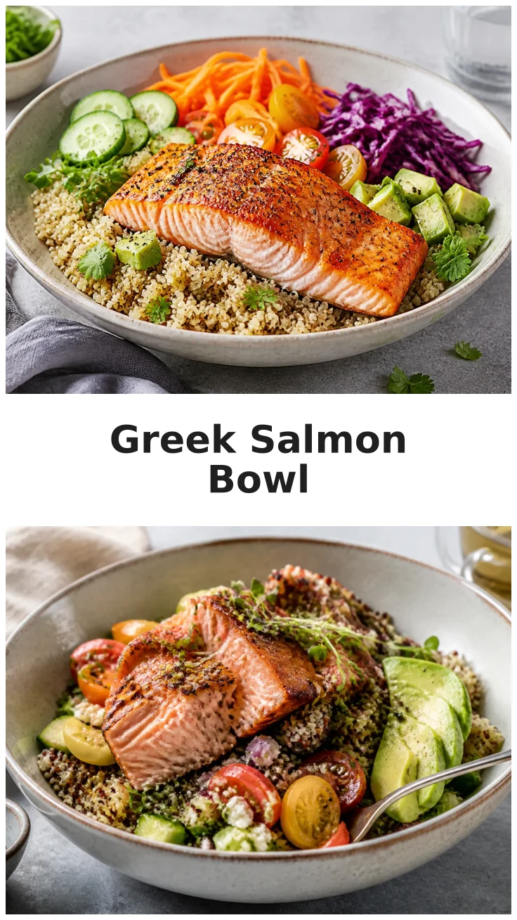 Fresh Greek Salmon Quinoa Bowls for a Healthy Dinner Fresh Greek Salmon Quinoa Bowls for a Healthy Dinner