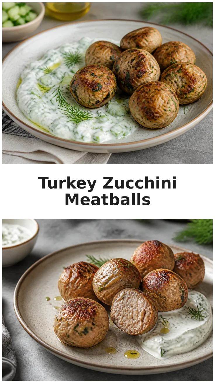 Juicy Turkey Zucchini Meatballs with Tzatziki Recipe Juicy Turkey Zucchini Meatballs with Tzatziki Recipe