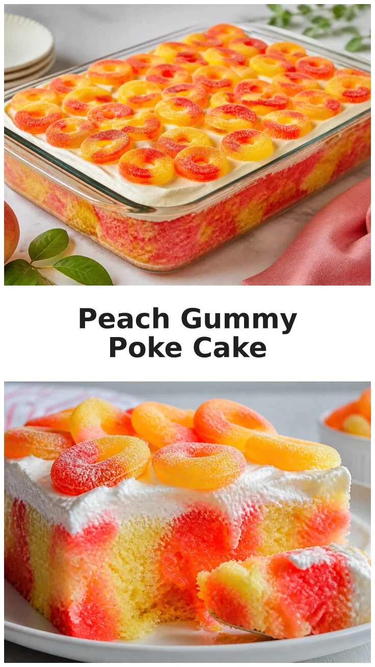 Sweet Peach Gummy Poke Cake Recipe for Summer Celebrations Sweet Peach Gummy Poke Cake Recipe for Summer Celebrations