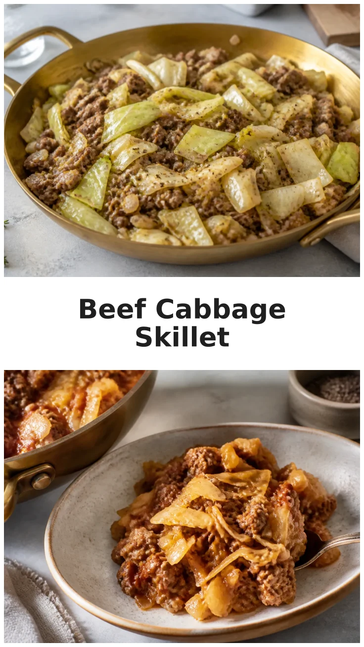 Savory Golden Ground Beef Cabbage Skillet Recipe Savory Golden Ground Beef Cabbage Skillet Recipe