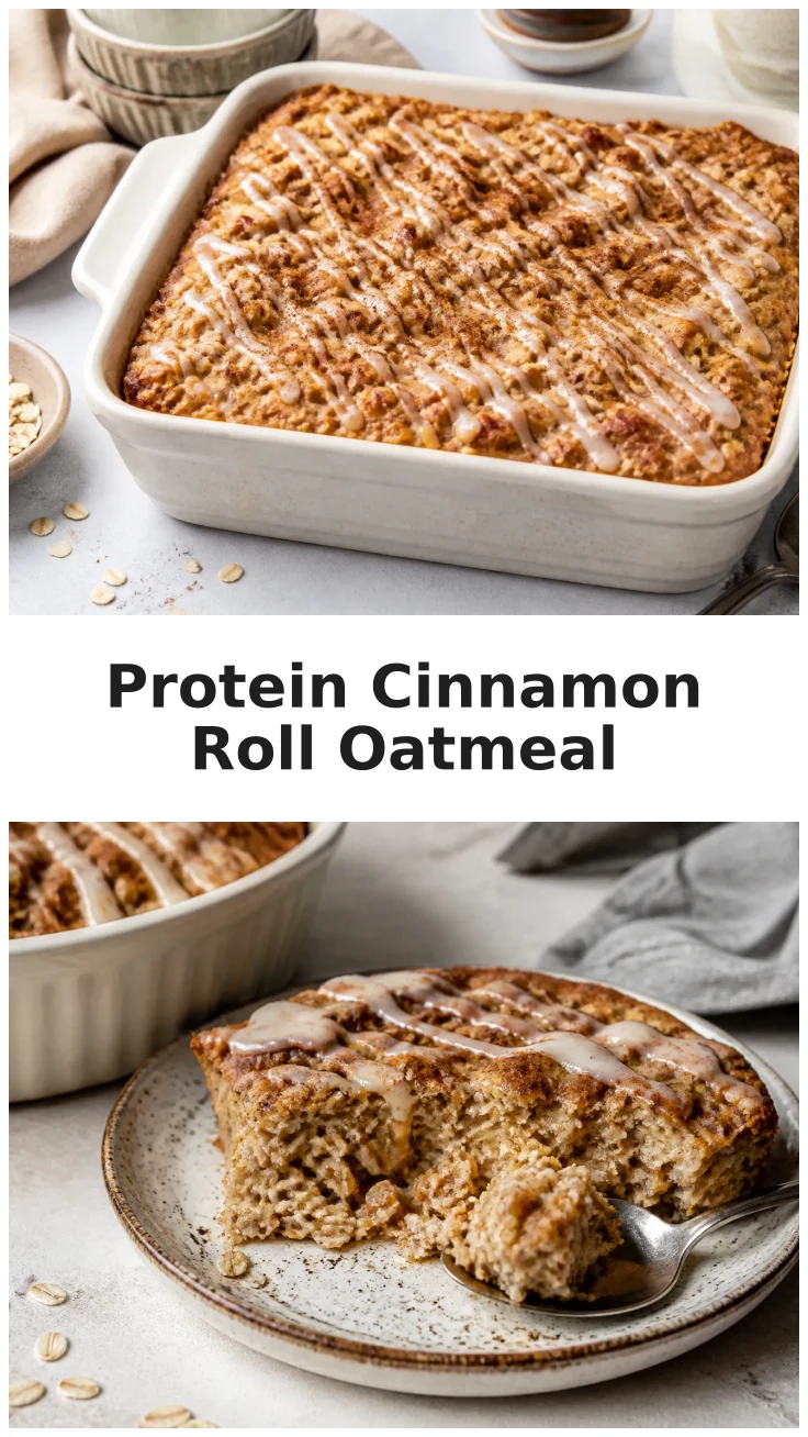 Fluffy Protein Cinnamon Roll Baked Oatmeal Recipe Fluffy Protein Cinnamon Roll Baked Oatmeal Recipe