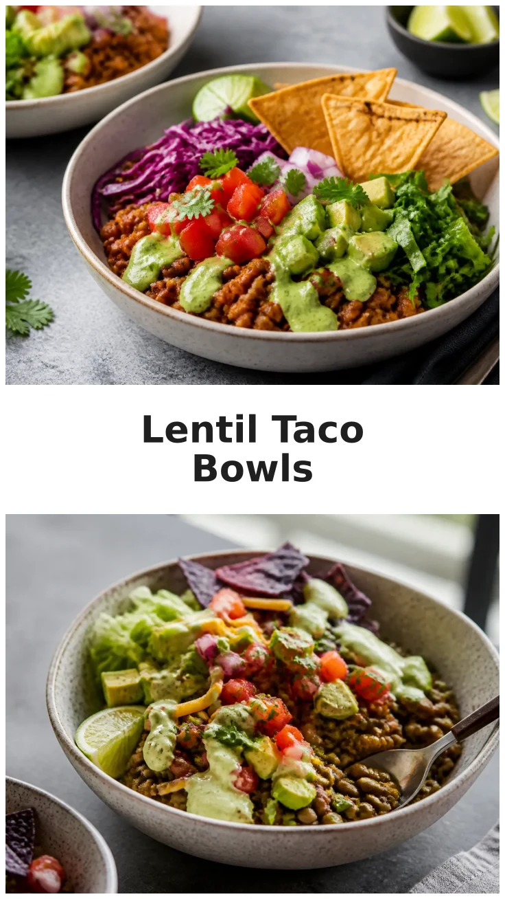 Colorful High Fiber Lentil Taco Bowls for Healthy Lunches Colorful High Fiber Lentil Taco Bowls for Healthy Lunches