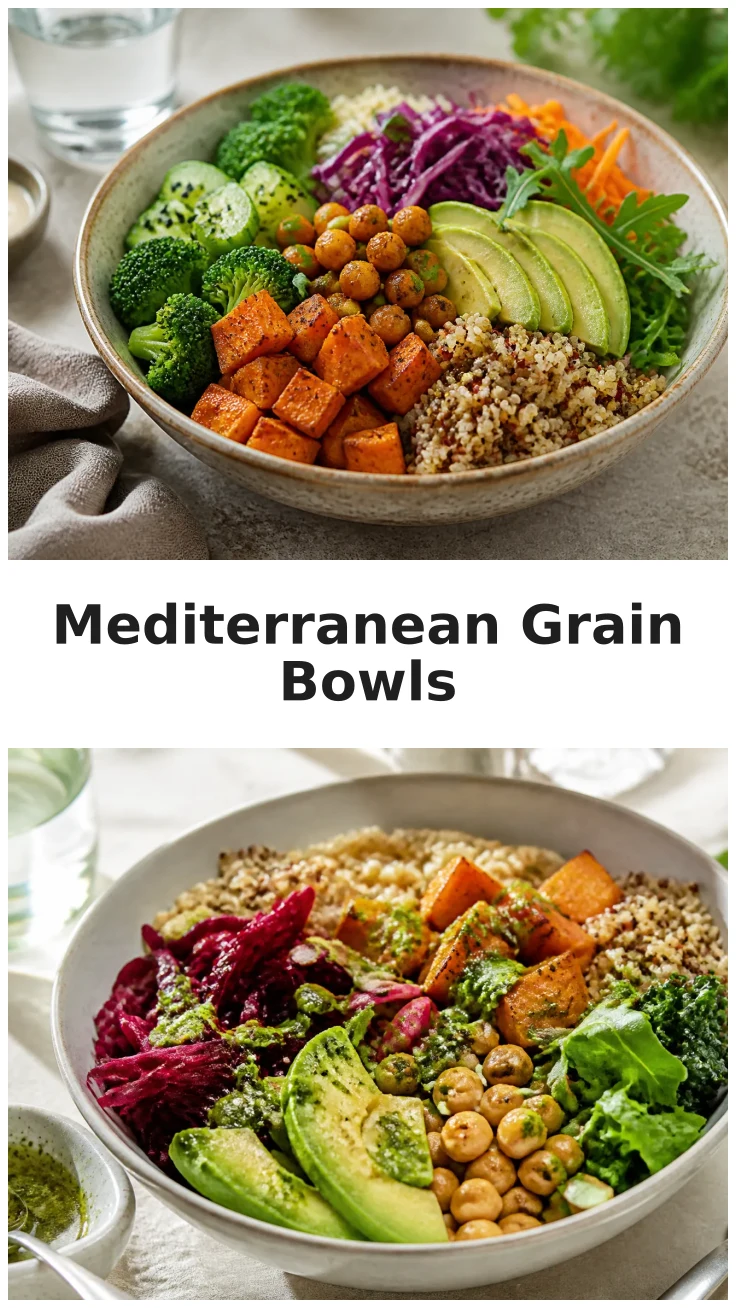 Colorful Mediterranean Whole Grain Bowls for Healthy Lunches Colorful Mediterranean Whole Grain Bowls for Healthy Lunches