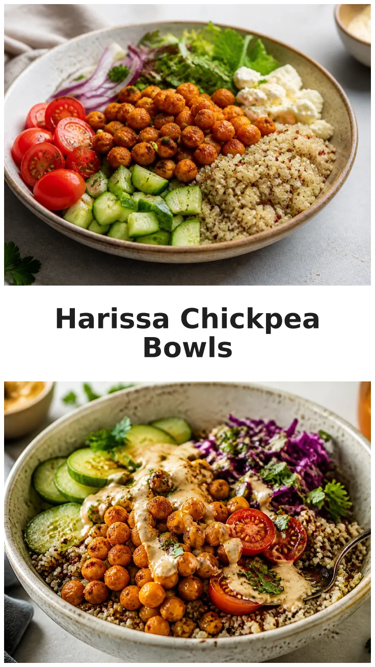 Colorful Harissa Chickpea Quinoa Bowls Recipe Colorful Harissa Chickpea Quinoa Bowls Recipe