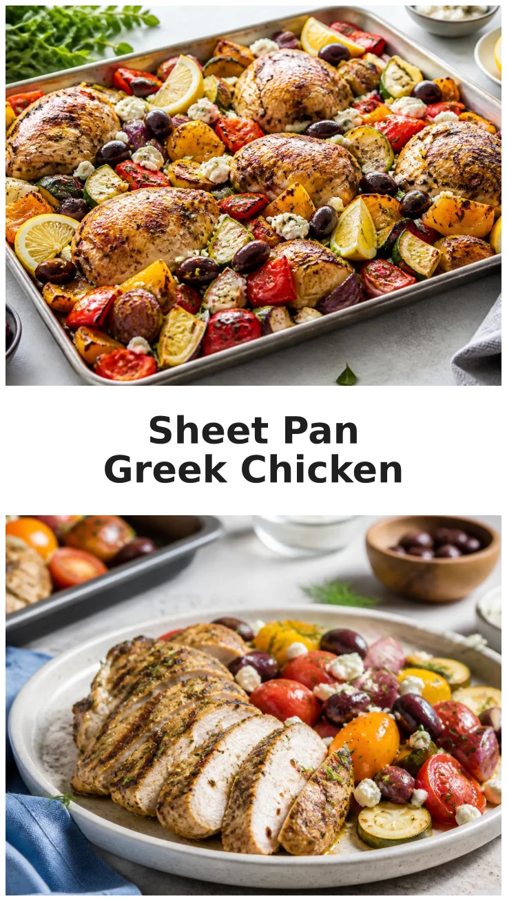 Colorful Sheet Pan Greek Chicken with Roasted Vegetables Colorful Sheet Pan Greek Chicken with Roasted Vegetables