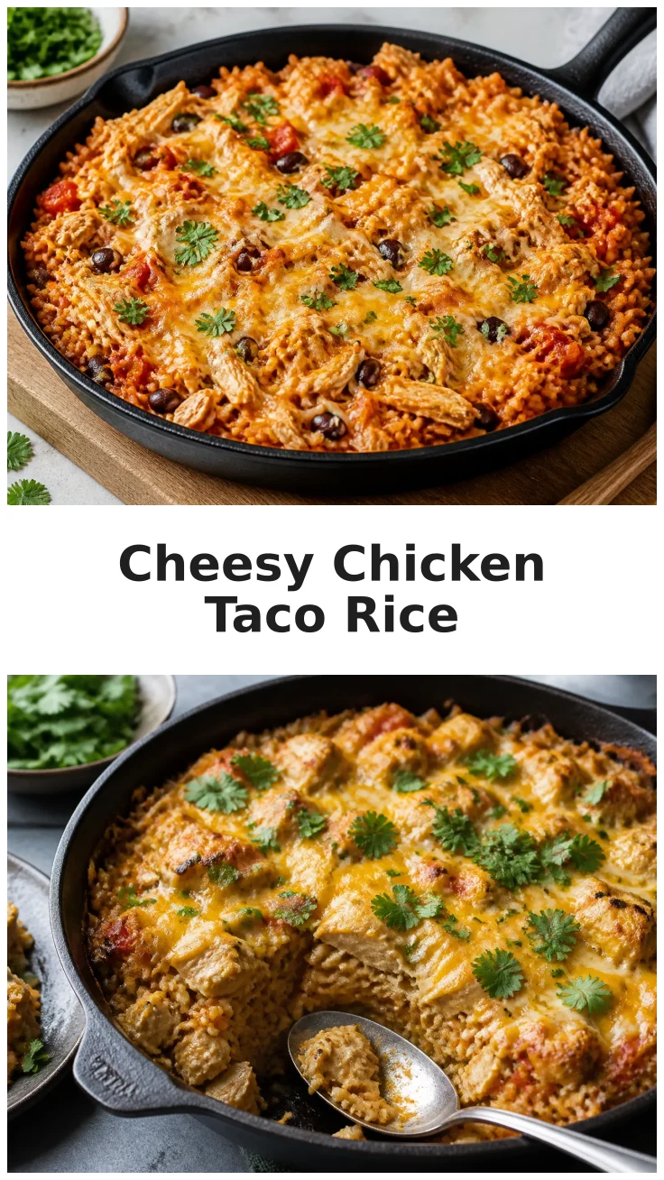 Cheesy Chicken Taco Rice Skillet Recipe for Dinner Cheesy Chicken Taco Rice Skillet Recipe for Dinner