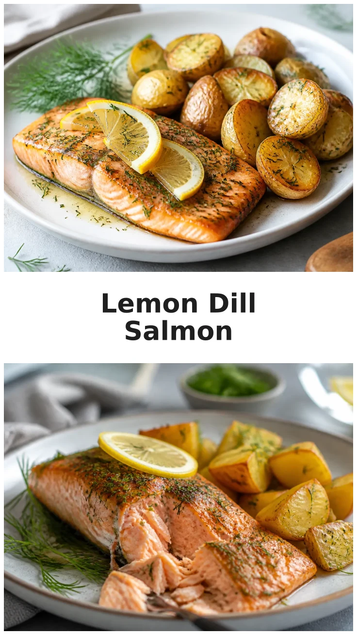 One Pan Lemon Dill Salmon and Potatoes for Dinner
