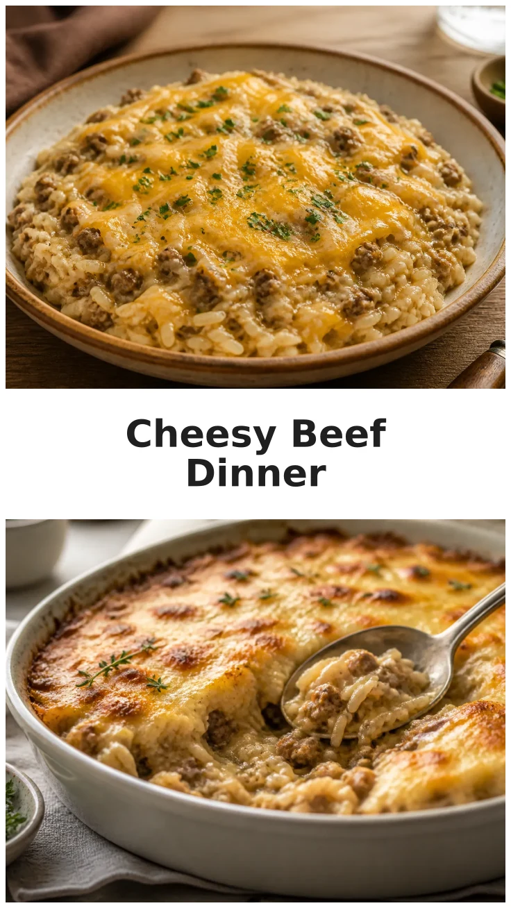 Cheesy French Onion Beef and Rice Dinner Recipe